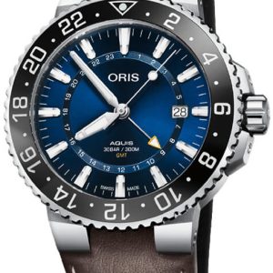 Oris Herrklocka 01 798 7754 4135-07 5 24 10EB Diving Blå/Läder