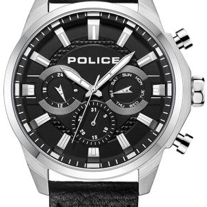 Police Herrklocka PEWJF2204207 Menelik Svart/Läder Ø46 mm