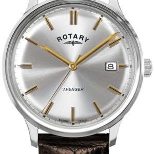 Rotary Herrklocka GS05400/06 Avenger Silverfärgad/Läder Ø36 mm