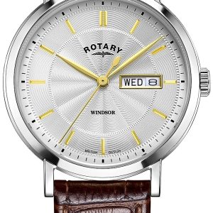 Rotary Herrklocka GS05420/02 Windsor Silverfärgad/Läder Ø37 mm