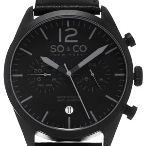 So & Co New York Herrklocka 5028.2 Monticello Svart/Läder Ø42 mm