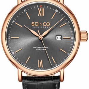 So & Co New York Herrklocka 5266L.3 Madison Grå/Läder Ø42 mm