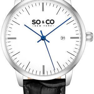 So & Co New York Herrklocka 5521.1 Madison Vit/Läder Ø40 mm