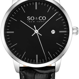 So & Co New York Herrklocka 5521.2 Madison Svart/Läder Ø40 mm