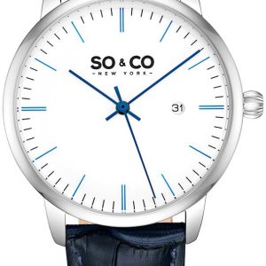 So & Co New York Herrklocka 5521.3 Madison Vit/Läder Ø40 mm