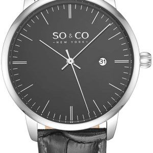 So & Co New York Herrklocka 5521.4 Madison Grå/Läder Ø40 mm