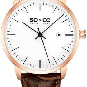 So & Co New York Herrklocka 5521.7 Madison Vit/Läder Ø40 mm