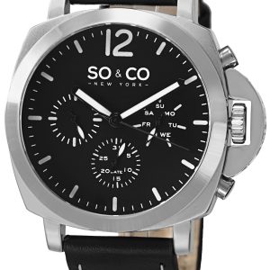 So & Co New York SoHo Herrklocka 5022.1 Svart/Läder