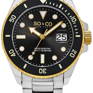 So & Co New York Yacht Timer Herrklocka 5025.3 Svart/Stål Ø40 mm