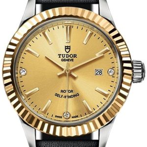 Tudor Damklocka 12113-0022 Style Gulguldstonad/Läder Ø28 mm