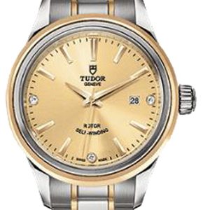 Tudor Damklocka M12103-0004 Style Champagnefärgad/18 karat gult guld