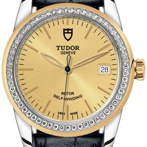 Tudor M55023-0049 Glamour Date Gulguldstonad/Läder Ø36 mm