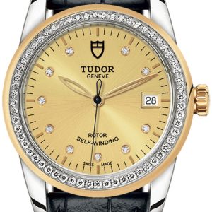 Tudor M55023-0050 Glamour Date Gulguldstonad/Läder Ø36 mm