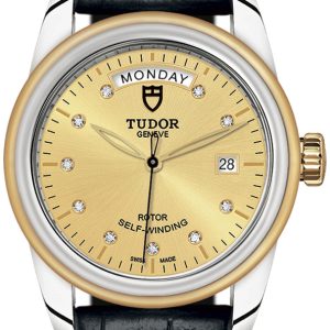 Tudor M56003-0035 Glamour Day-Date Gulguldstonad/Läder Ø39 mm