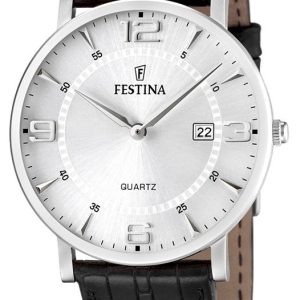 Festina Classic Herrklocka F16476-3 Silverfärgad/Läder Ø40 mm