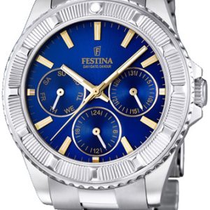 Festina Damklocka F16690-6 Multifunction Blå/Stål Ø40 mm