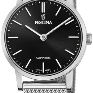 Festina Damklocka F20015-3 Swiss Made Svart/Stål Ø29 mm