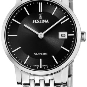 Festina Damklocka F20019-3 Swiss Made Svart/Stål Ø29.3 mm