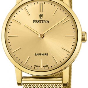 Festina Damklocka F20023-2 Swiss Made Gulguldstonad/Gulguldtonat