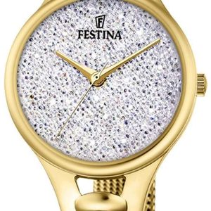 Festina Damklocka F20332-1 Mademoiselle Kristallinfattad/Gulguldtonat