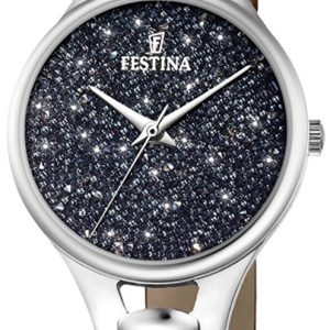 Festina Damklocka F20334-3 Mademoiselle Kristallinfattad/Läder Ø32