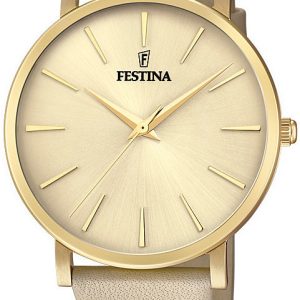 Festina Damklocka F20372-2 Champagnefärgad/Läder Ø38 mm