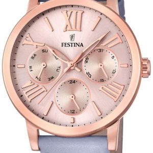 Festina Damklocka F20417-1 Multifunction Roséguldstonad/Läder Ø37