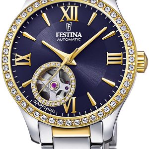 Festina Damklocka F20486-2 Blå/Gulguldtonat stål Ø34 mm