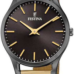 Festina Damklocka F20508-1 Svart/Gulguldtonat stål Ø34 mm