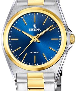 Festina Damklocka F20556-4 Classic Blå/Gulguldtonat stål Ø31 mm