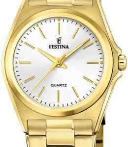 Festina Damklocka F20557-2 Classic Vit/Gulguldtonat stål Ø31 mm