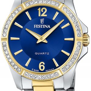 Festina Damklocka F20594-2 Mademoiselle Blå/Gulguldtonat stål