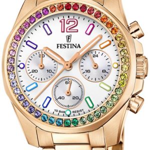 Festina Damklocka F20609-2 Boyfriend Vit/Roséguldstonat stål Ø38.1