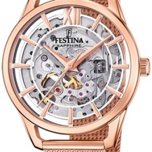 Festina Damklocka F20628-2 Classic Skelettskuren/Roséguldstonat