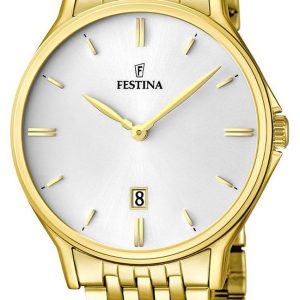 Festina Dress Herrklocka F16746-1 Vit/Gulguldtonat stål Ø39 mm