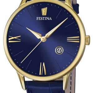 Festina Dress Herrklocka F16825-3 Blå/Läder Ø41 mm