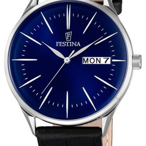 Festina Dress Herrklocka F6837-3 Blå/Läder Ø42 mm