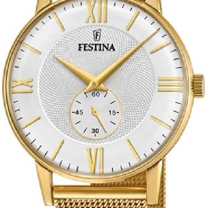 Festina F20569-2 Retro Silverfärgad/Gulguldtonat stål Ø36 mm