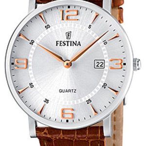 Festina Herrklocka F16476-4 Dress Silverfärgad/Läder Ø40 mm