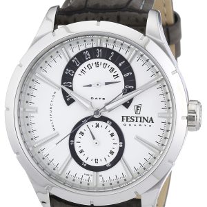 Festina Herrklocka F16573-2 Dress Vit/Läder Ø45 mm