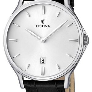 Festina Herrklocka F16745-2 Dress Silverfärgad/Läder Ø39 mm