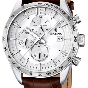 Festina Herrklocka F16760-1 Sport Silverfärgad/Läder Ø44 mm