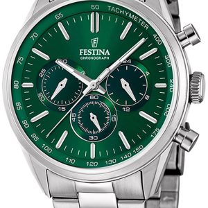 Festina Herrklocka F16820-R Chrono Grön/Stål Ø43.5 mm