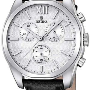 Festina Herrklocka F16860-3 Sport Silverfärgad/Läder Ø43 mm