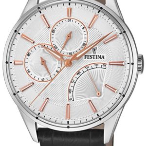 Festina Herrklocka F16974-1 Silverfärgad/Läder Ø41 mm