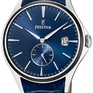 Festina Herrklocka F16980-B Blå/Läder Ø42 mm