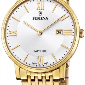 Festina Herrklocka F20020-1 Vit/Gulguldtonat stål Ø39 mm