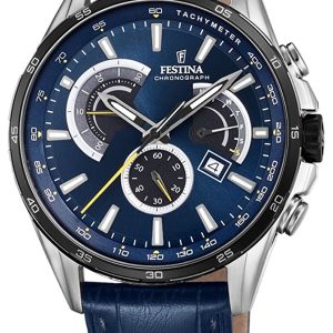 Festina Herrklocka F20201-3 Blå/Läder Ø42 mm