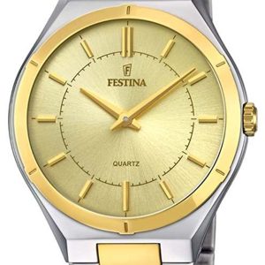 Festina Herrklocka F20245-2 Gulguldstonad/Gulguldtonat stål Ø39 mm