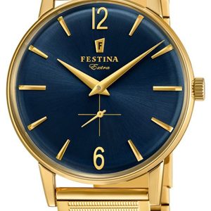 Festina Herrklocka F20251-4 Blå/Gulguldtonat stål Ø36 mm